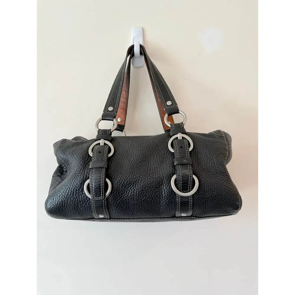 Coach D063-10134 Chelsea Pebbled Leather Turnlock Satchel Tote Bag Women Black